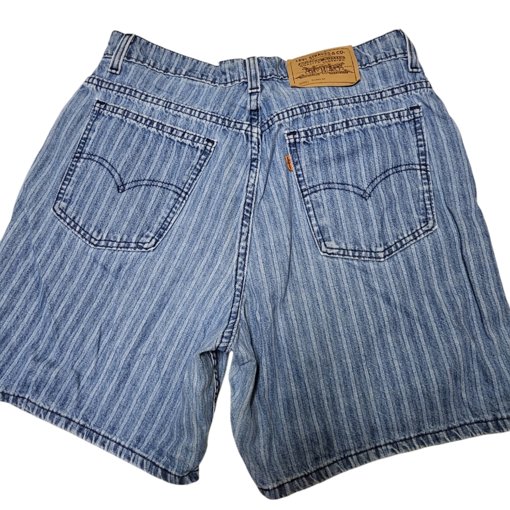 Vintage Levis 951 Orange Tab Pinstripe Relaxed Fit Shorts Women’s Size 14